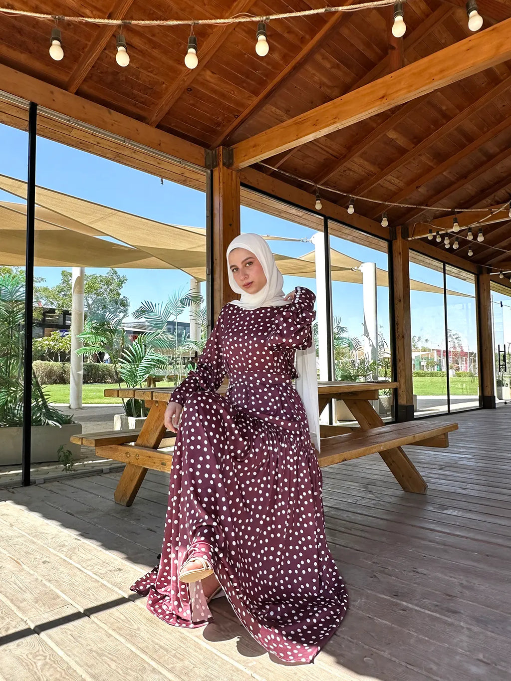 Burgundy Polka Dots Dress