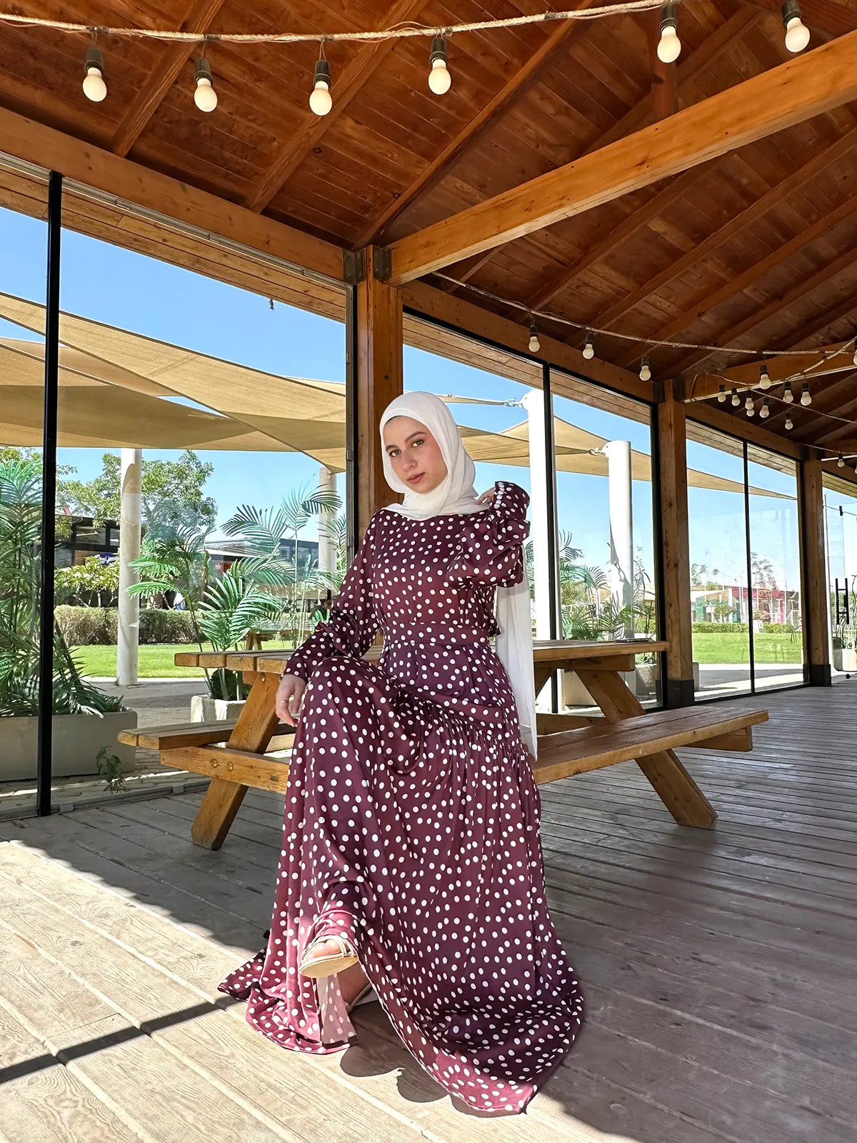Burgundy Polka Dots Dress