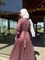 Burgundy Polka Dots Dress