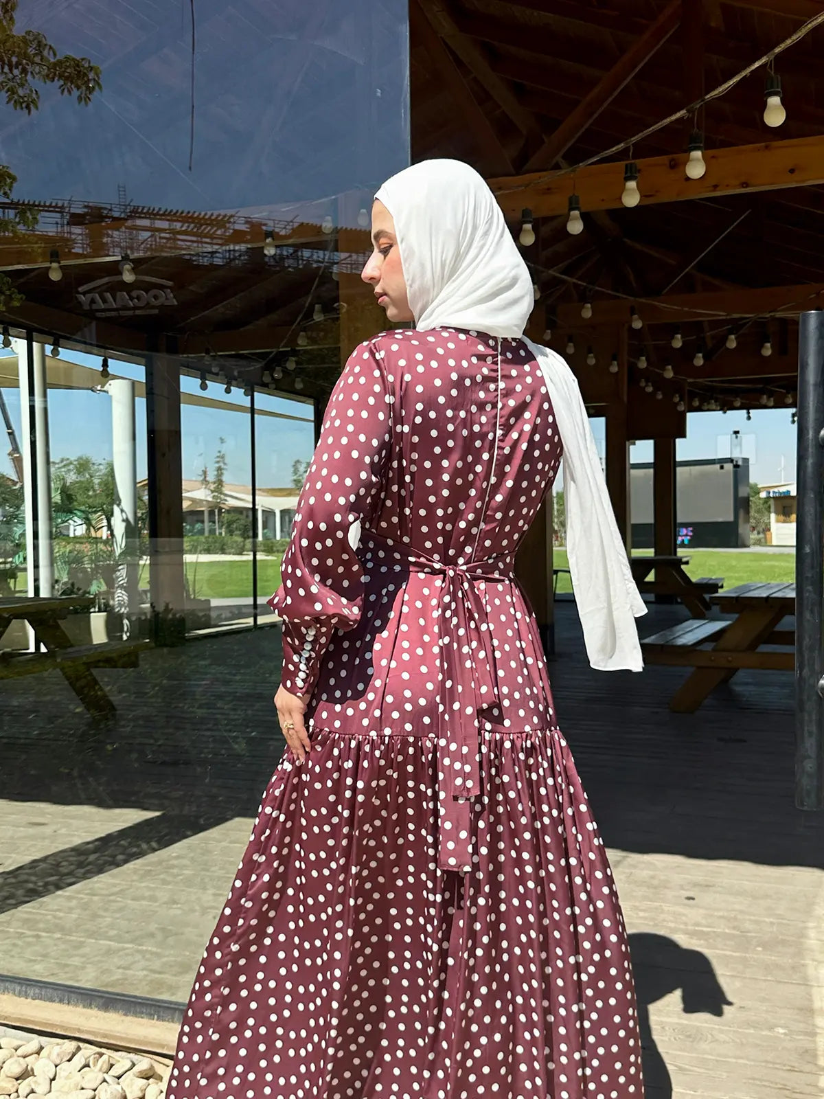 Burgundy Polka Dots Dress