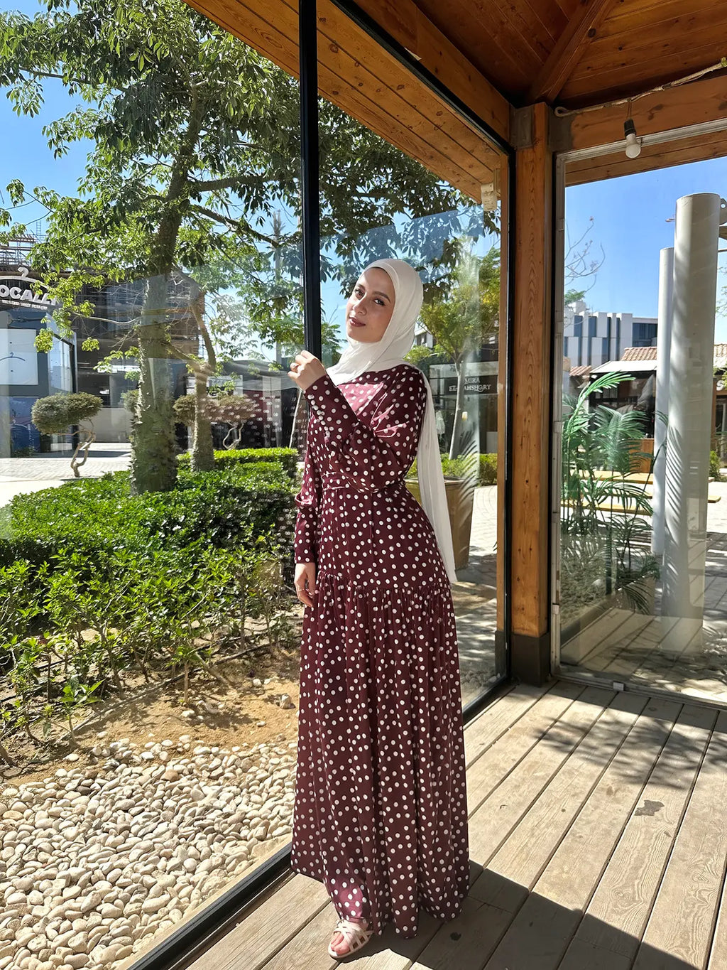 Burgundy Polka Dots Dress